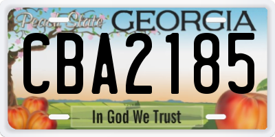 GA license plate CBA2185