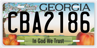 GA license plate CBA2186