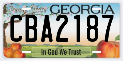 GA license plate CBA2187