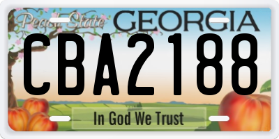 GA license plate CBA2188