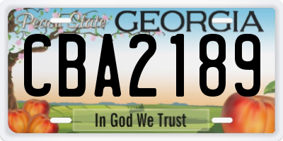 GA license plate CBA2189