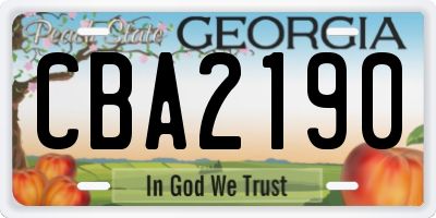 GA license plate CBA2190