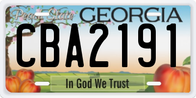 GA license plate CBA2191