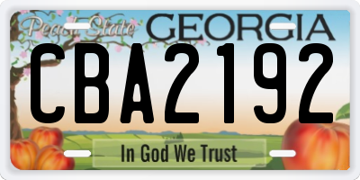 GA license plate CBA2192