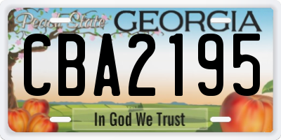 GA license plate CBA2195