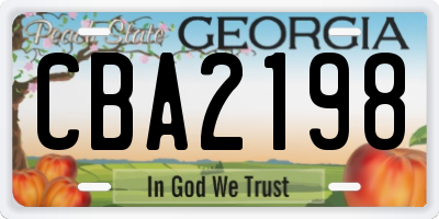 GA license plate CBA2198