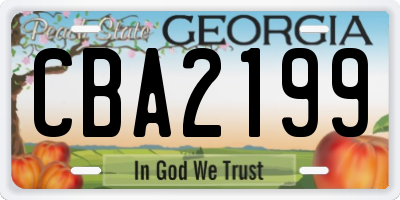 GA license plate CBA2199