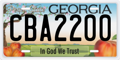 GA license plate CBA2200