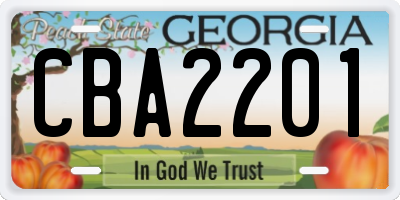 GA license plate CBA2201