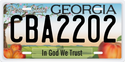 GA license plate CBA2202