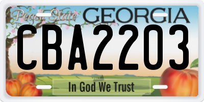 GA license plate CBA2203