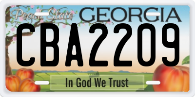 GA license plate CBA2209