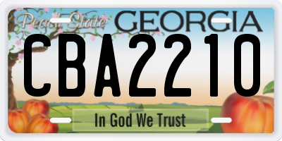 GA license plate CBA2210