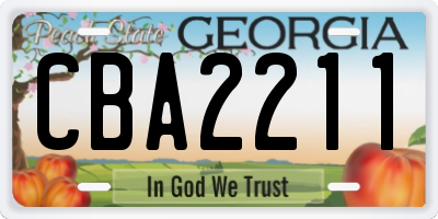 GA license plate CBA2211