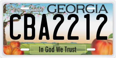 GA license plate CBA2212