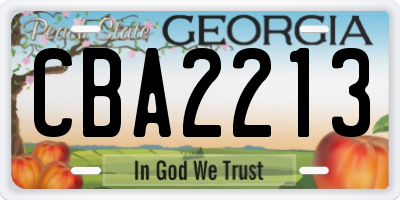 GA license plate CBA2213