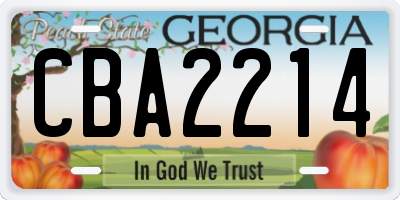 GA license plate CBA2214