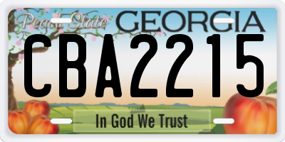 GA license plate CBA2215