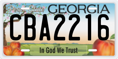 GA license plate CBA2216