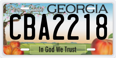 GA license plate CBA2218