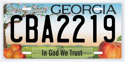 GA license plate CBA2219