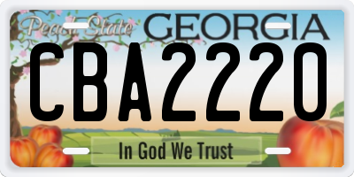 GA license plate CBA2220