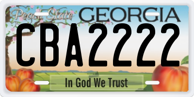 GA license plate CBA2222