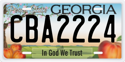 GA license plate CBA2224