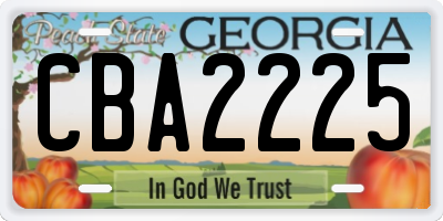 GA license plate CBA2225