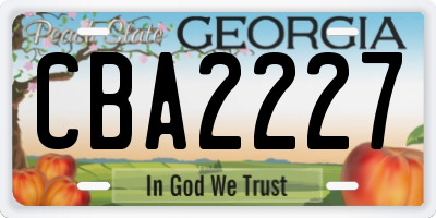 GA license plate CBA2227