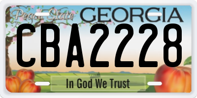 GA license plate CBA2228