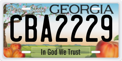 GA license plate CBA2229