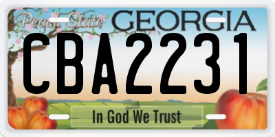 GA license plate CBA2231