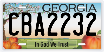 GA license plate CBA2232