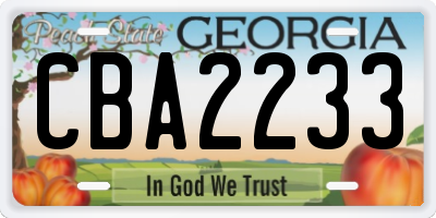 GA license plate CBA2233