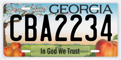 GA license plate CBA2234