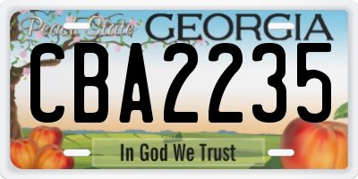 GA license plate CBA2235