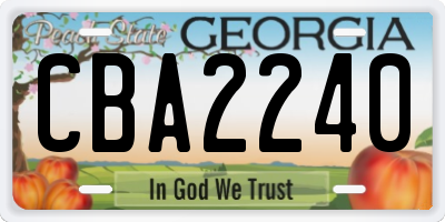 GA license plate CBA2240