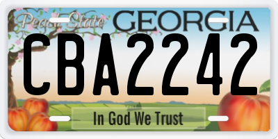 GA license plate CBA2242