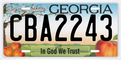 GA license plate CBA2243