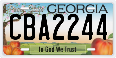 GA license plate CBA2244