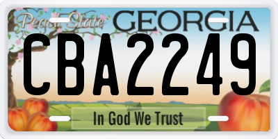 GA license plate CBA2249