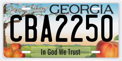 GA license plate CBA2250