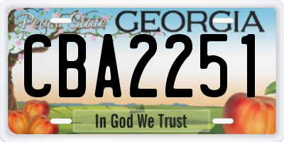 GA license plate CBA2251