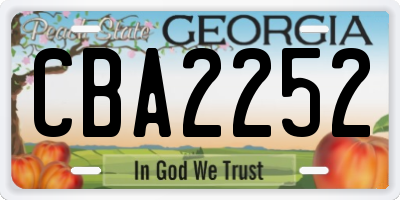 GA license plate CBA2252