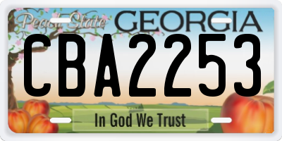 GA license plate CBA2253