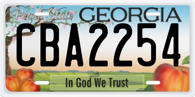 GA license plate CBA2254