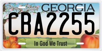 GA license plate CBA2255