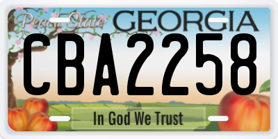 GA license plate CBA2258