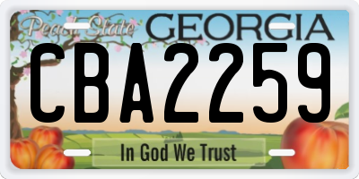 GA license plate CBA2259